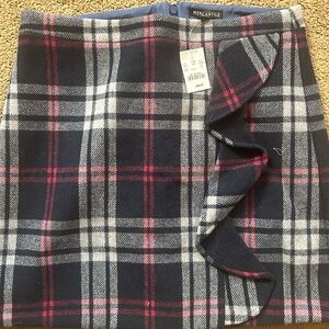 J. Crew Navy and Pink Plaid Mini Skirt